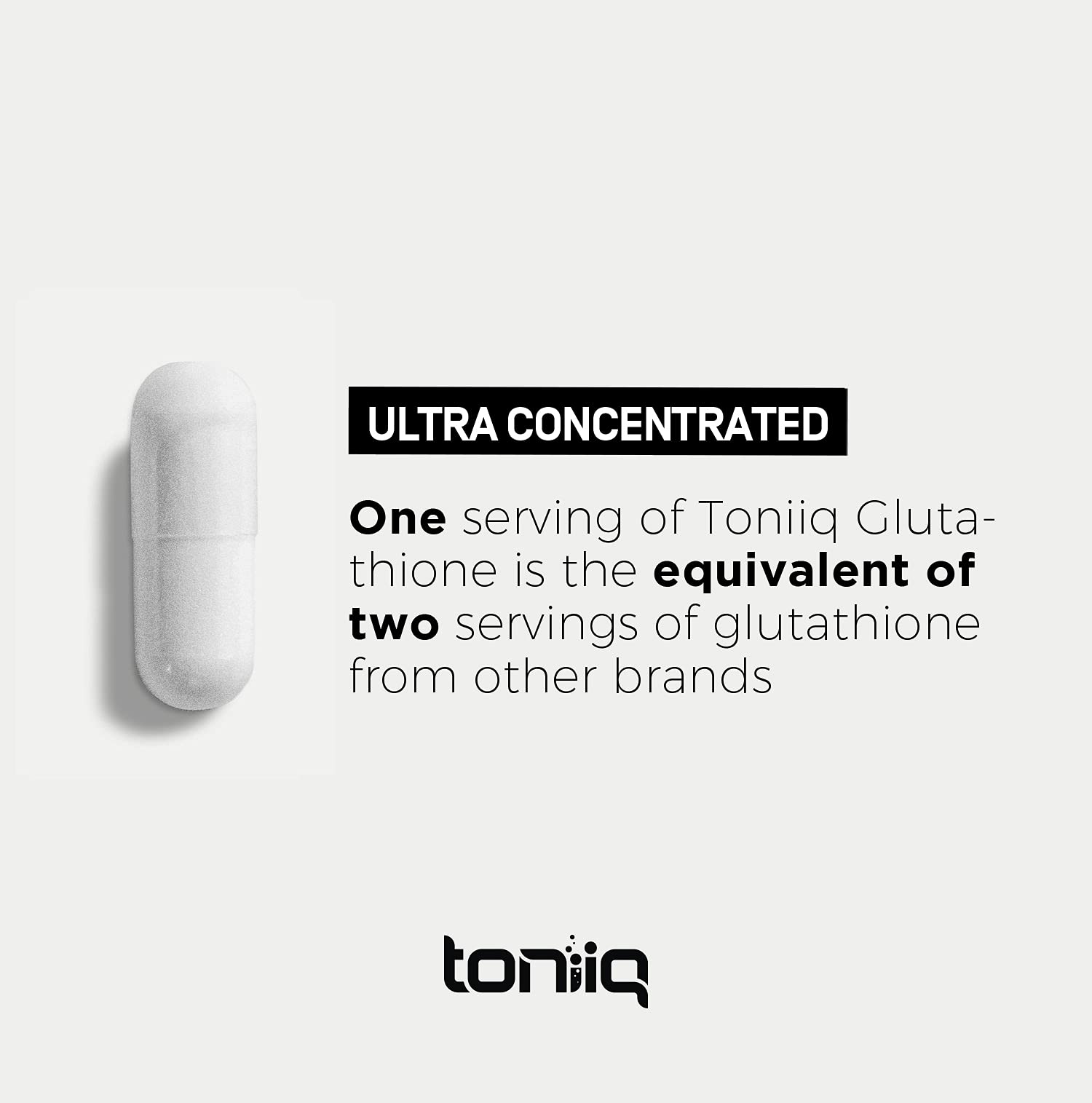 Toniiq Glutathione 1000mg supplement facts panel for informed use.