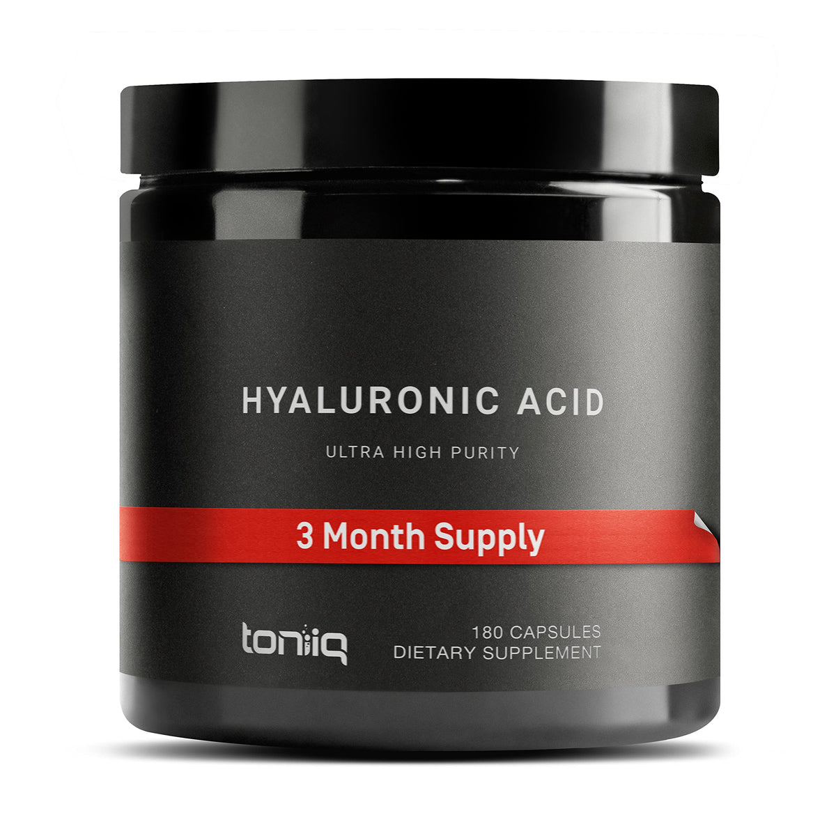 Toniiq Hyaluronic Acid bottle—silky capsules for daily hydration support.