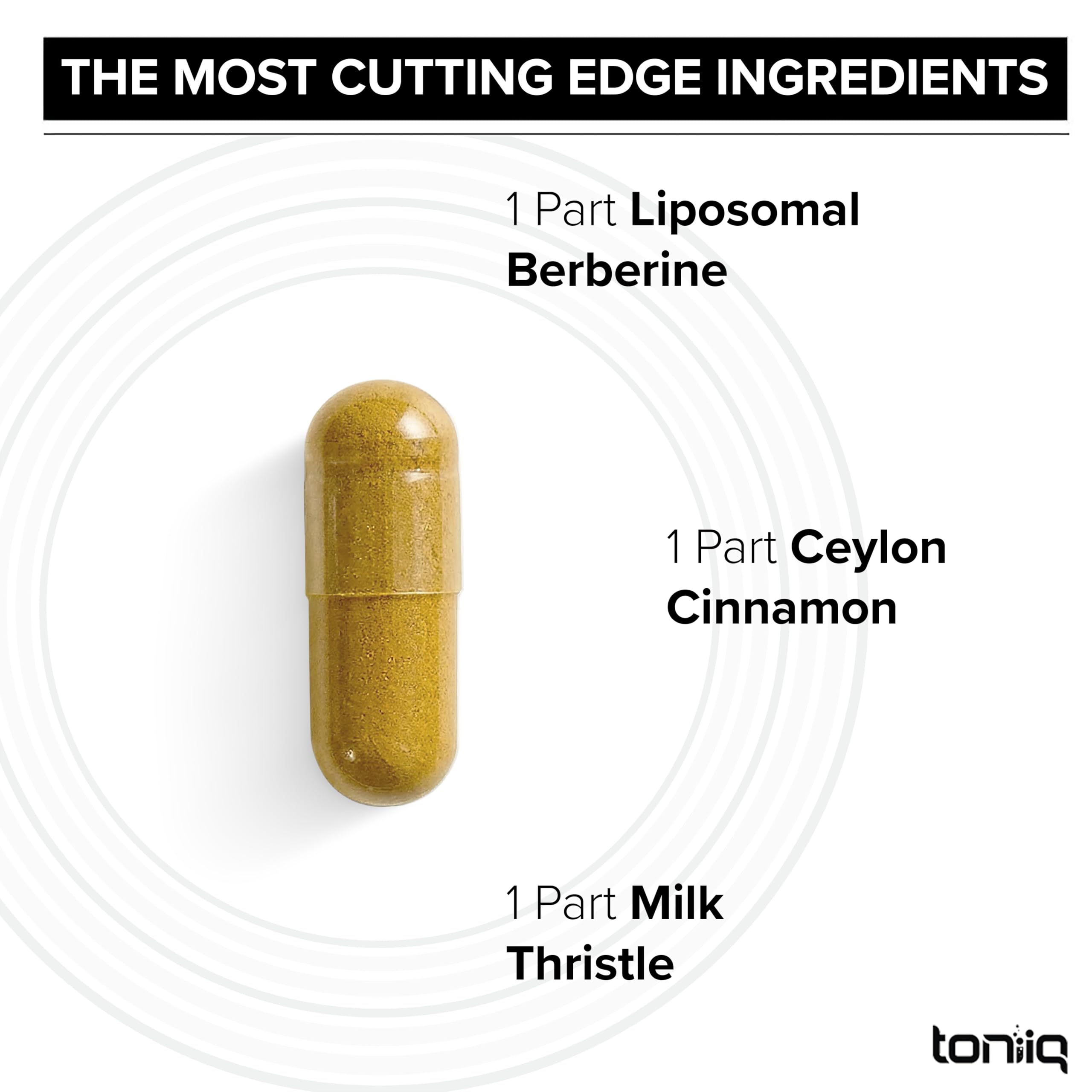 Toniiq Liposomal Berberine bottle pouring capsules for daily use