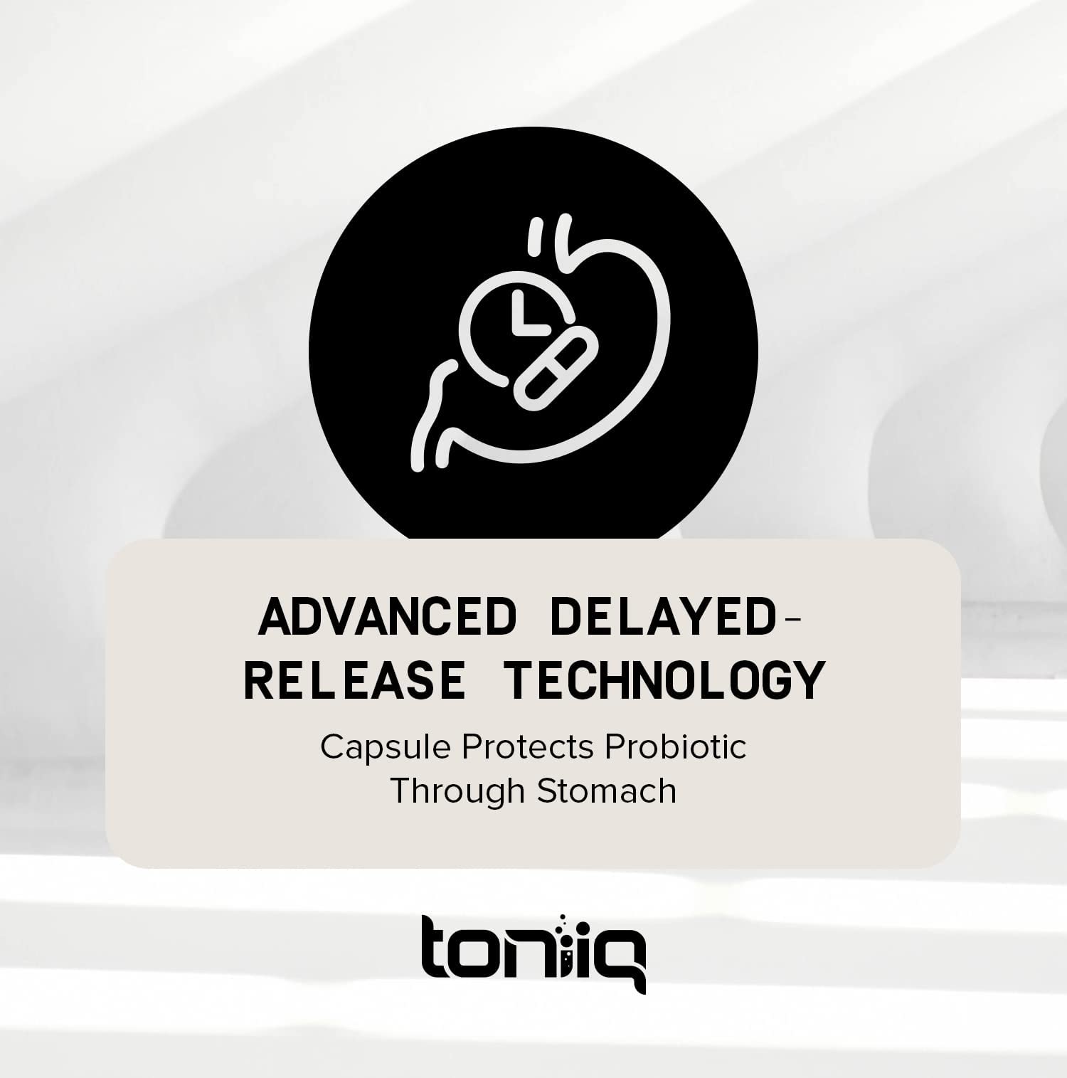 Toniiq made in USA facility note to emphasize manufacturing standards.