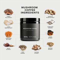 Graphic of 10-mushroom blend with Toniiq branding for full-spectrum benefits