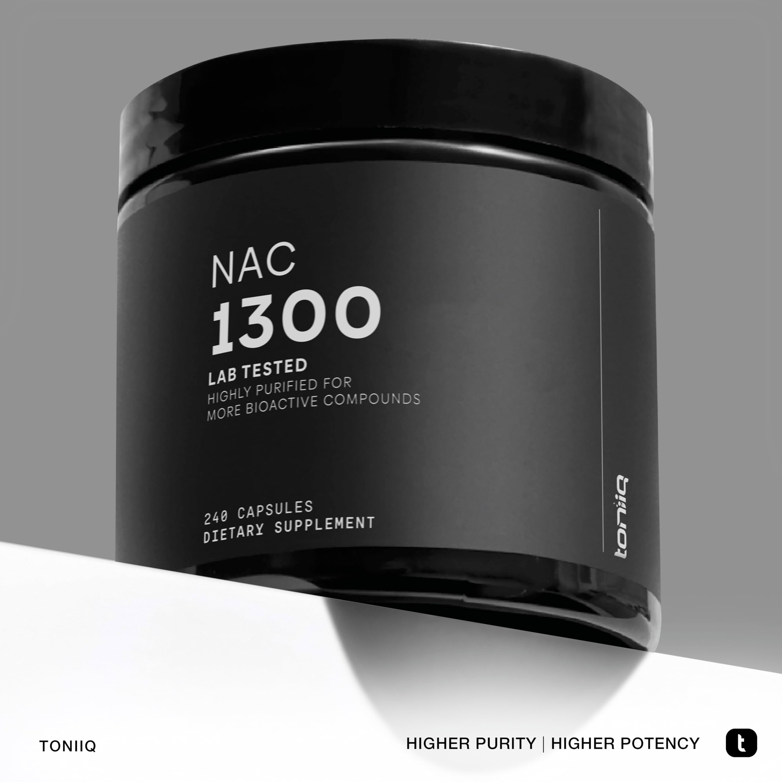 Toniiq NAC bottle and label emphasizing high-strength formula