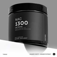 Toniiq NAC bottle and label emphasizing high-strength formula