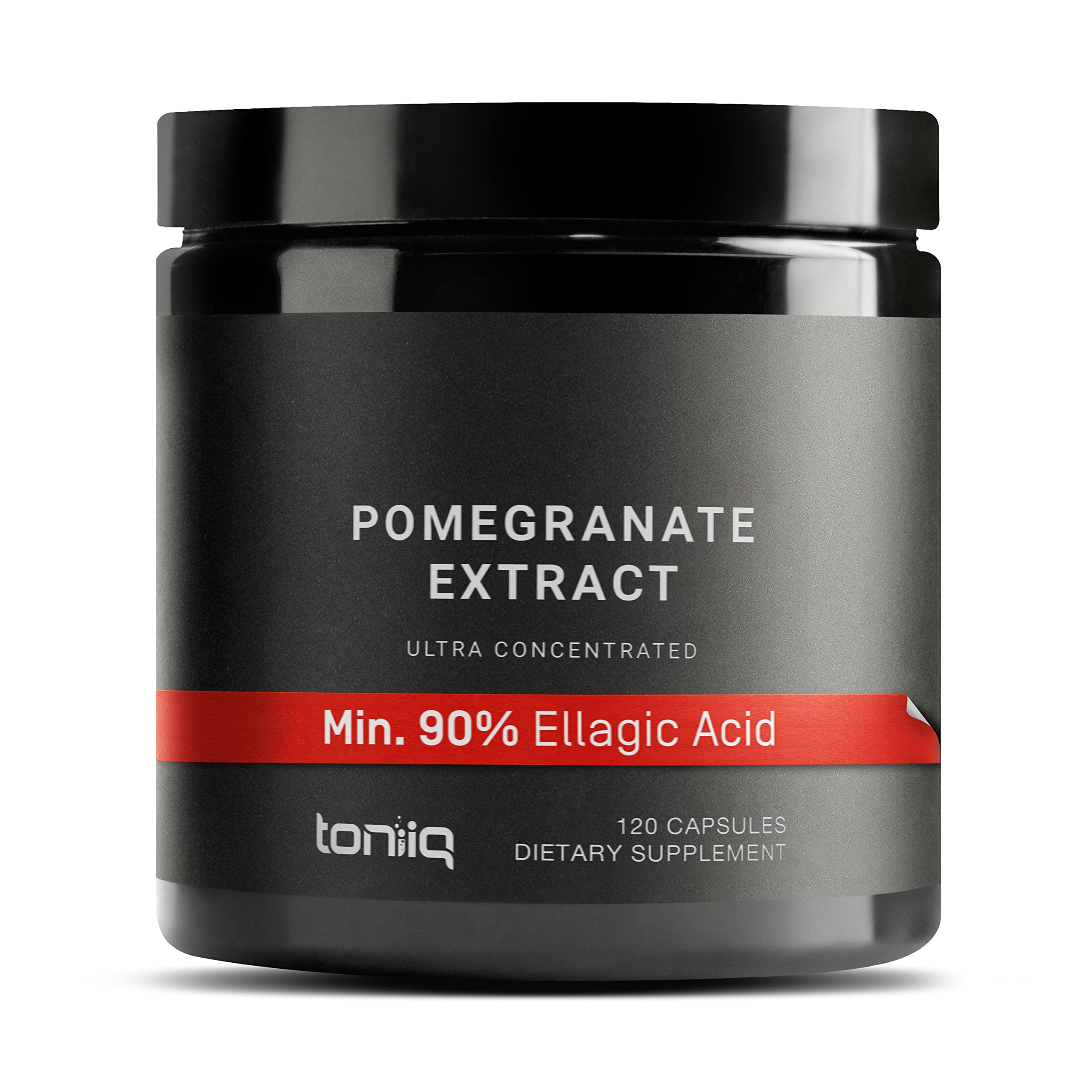 Toniiq Pomegranate Extract bottle front highlights premium potency for daily wellness.