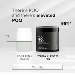PQQ bottle being poured from Toniiq packaging for easy daily dosing
