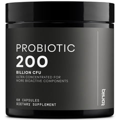 Toniiq probiotic 200 Billion CFU bottle front for gut-friendly daily use.