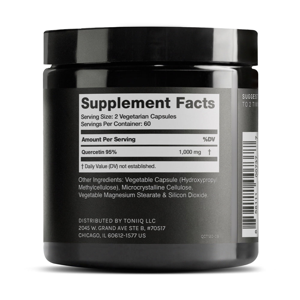 Toniiq Quercetin capsules serving dispense, easy daily wellness support.