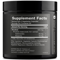 Toniiq Rhodiola capsules ready for convenient daily adaptogen support.