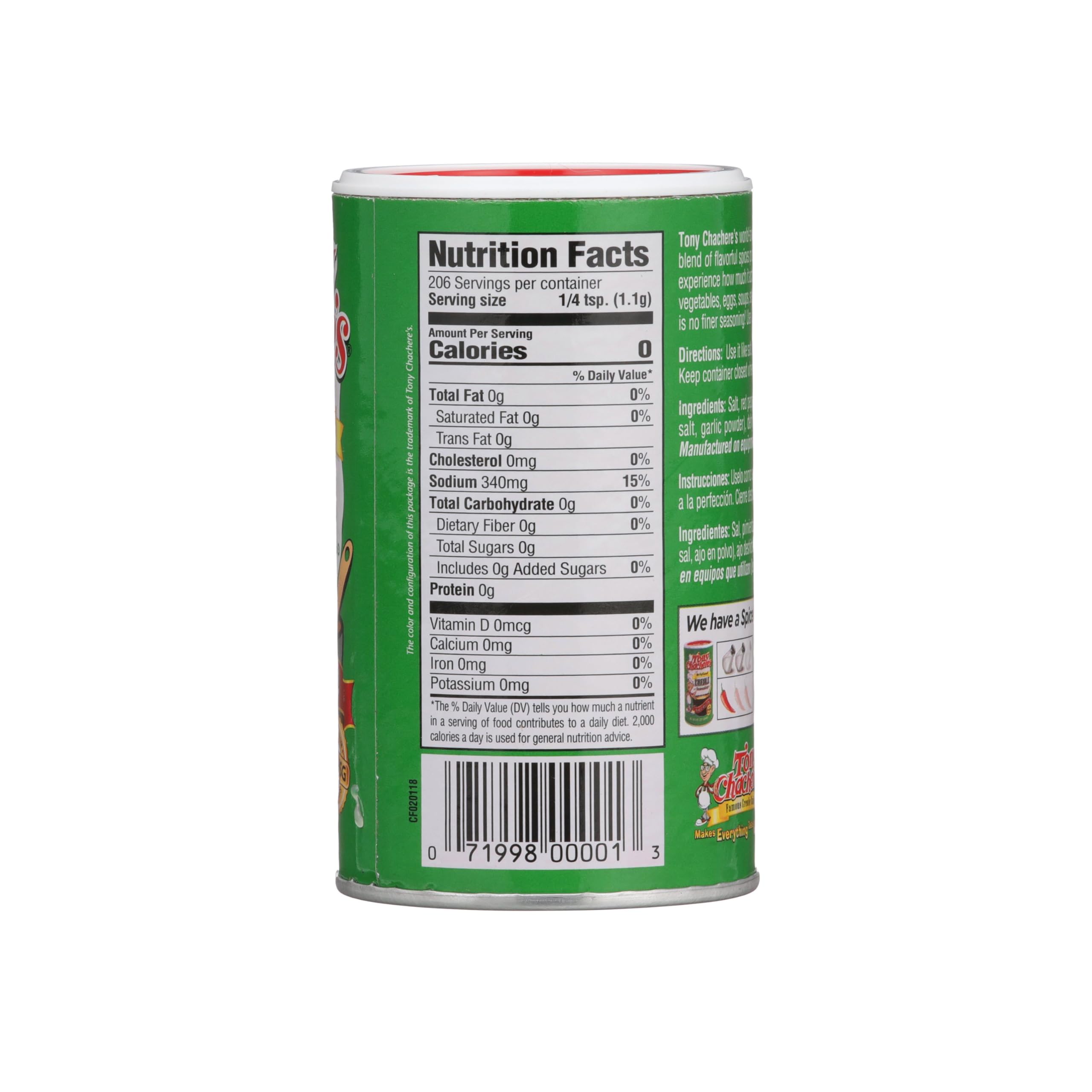Tony Chachere's No Salt packet highlighting a sodium-conscious flavor option.