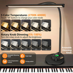 TonyEst piano light gooseneck enables flexible height and angle for sheet music.