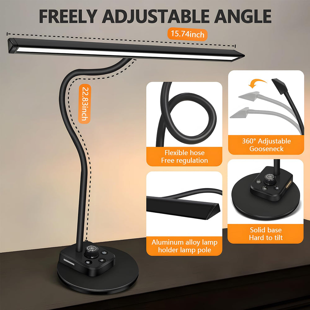 TonyEst piano light USB A and USB C ports for charging devices.