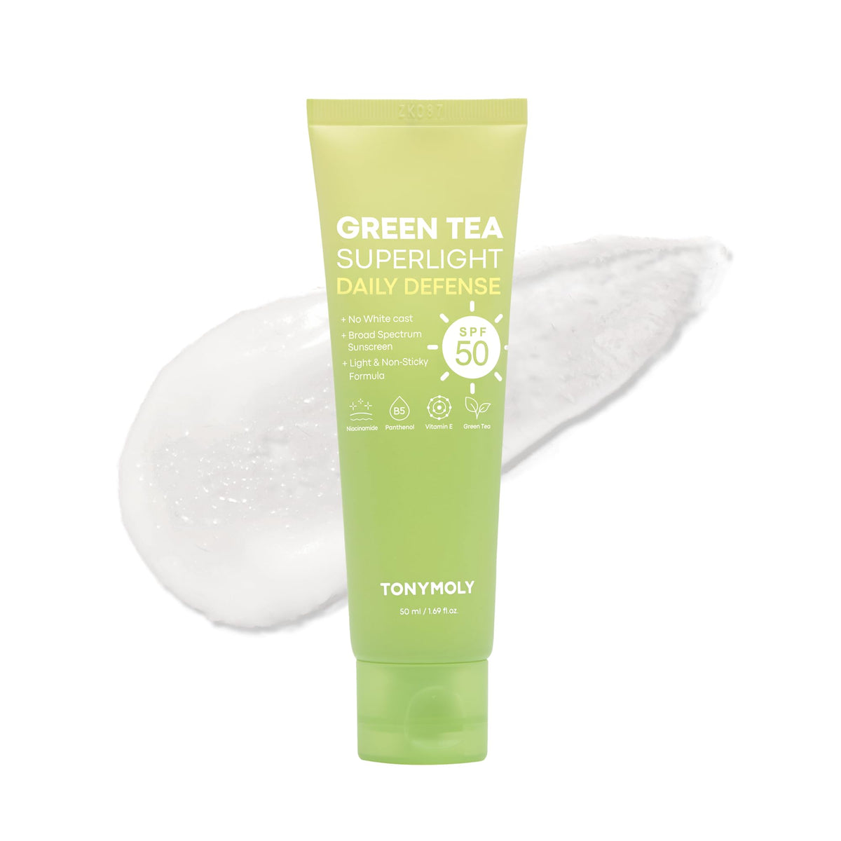 TONYMOLY Green Tea sunscreen bottle front showing lightweight protection