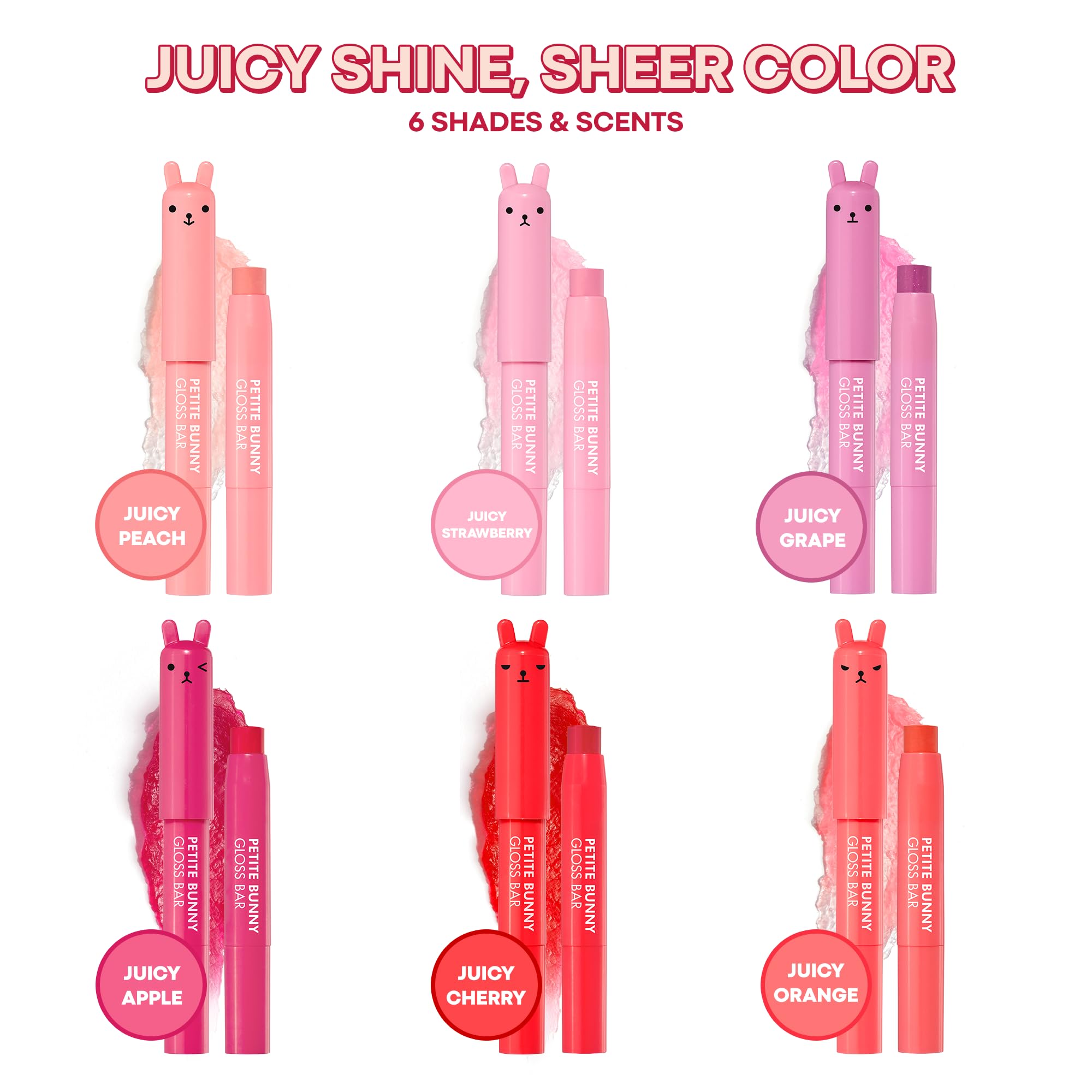 TONYMOLY Petit Bunny Lip Gloss application swipe on lip line showing fruity scent