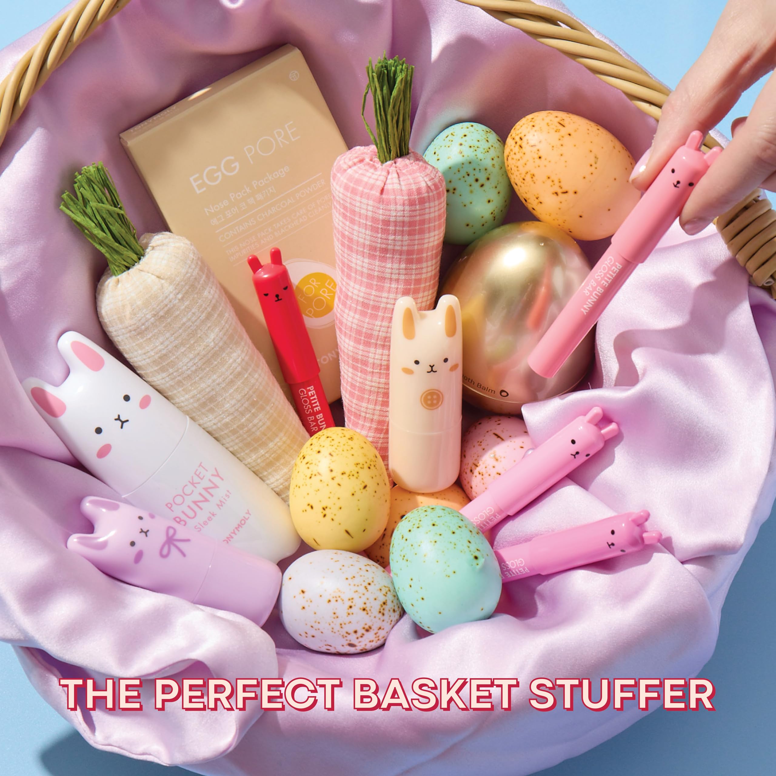 TONYMOLY Petit Bunny Lip Gloss packaging detail with cap character and vibrant finish