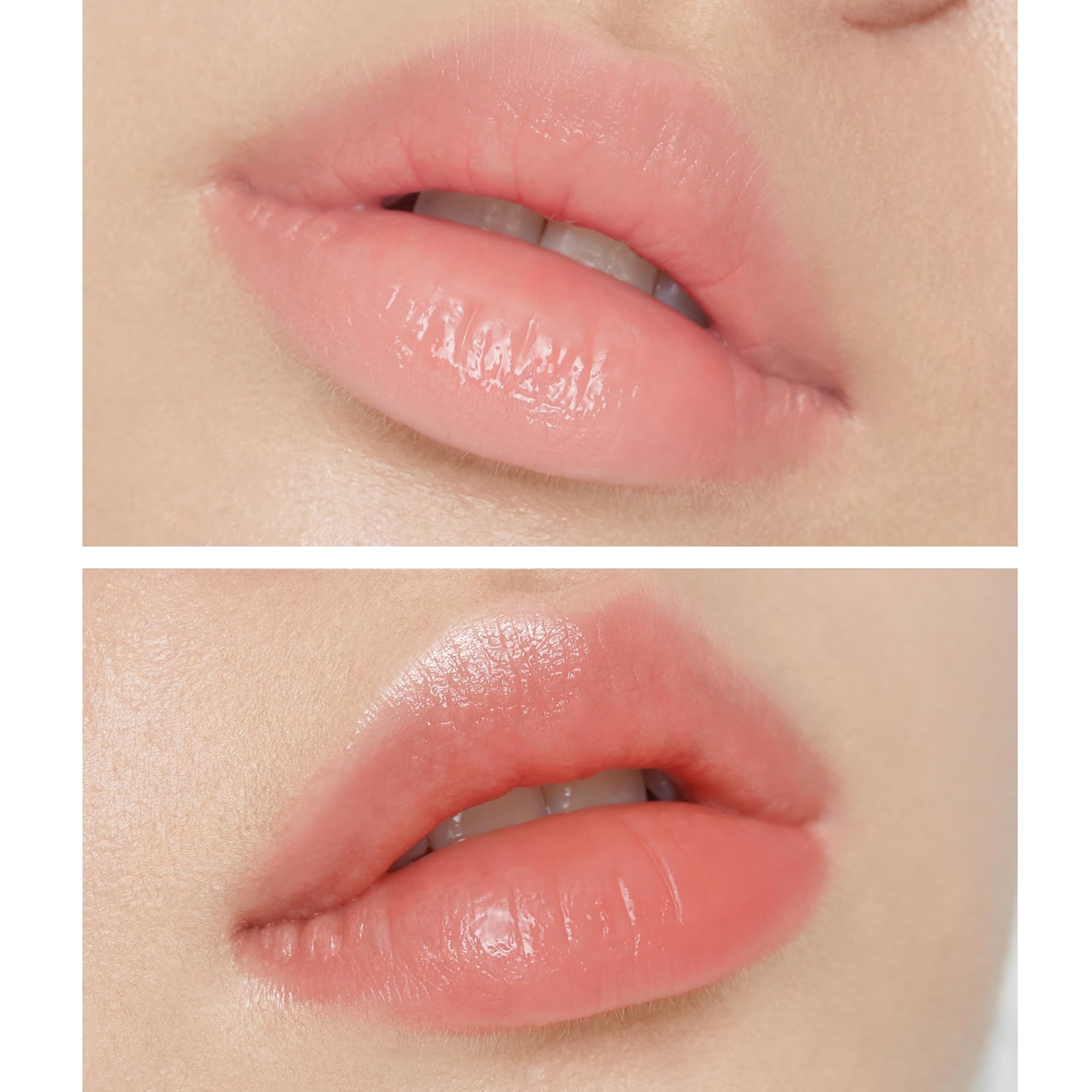 TONYMOLY Petit Bunny Lip Gloss Peach texture closeup highlighting lightweight, non-sticky feel