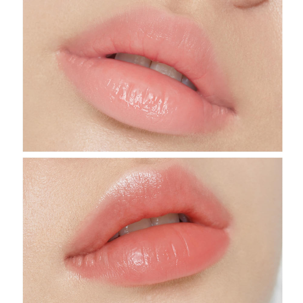 TONYMOLY Petit Bunny Lip Gloss Peach texture closeup highlighting lightweight, non-sticky feel
