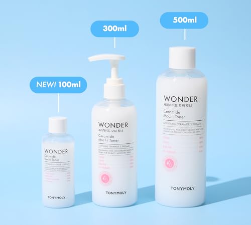 TONYMOLY Wonder Ceramide Mochi Milky Toner 500ml bottle signals value size option.