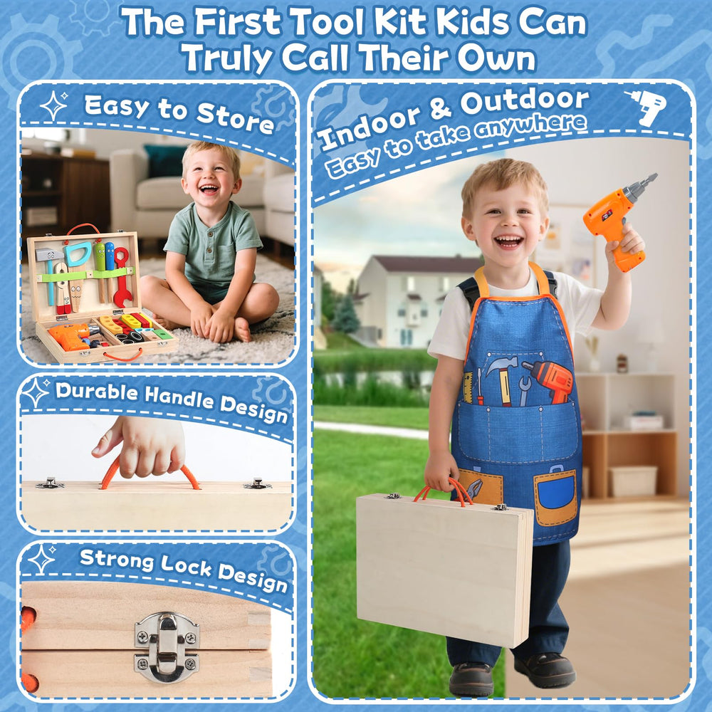 Tonze portable tool box with carry handle for on-the-go play.