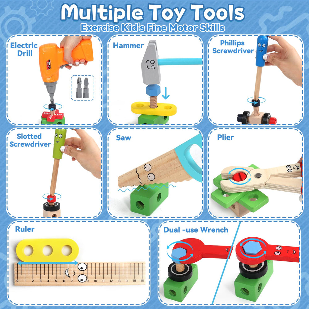 Tonze wooden hammer and screwdriver set for hands-on learning.
