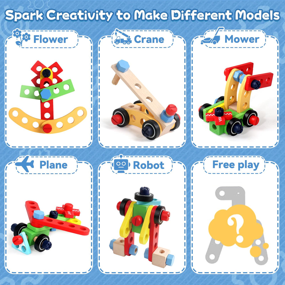 Tonze wooden blocks and models for imaginative construction.