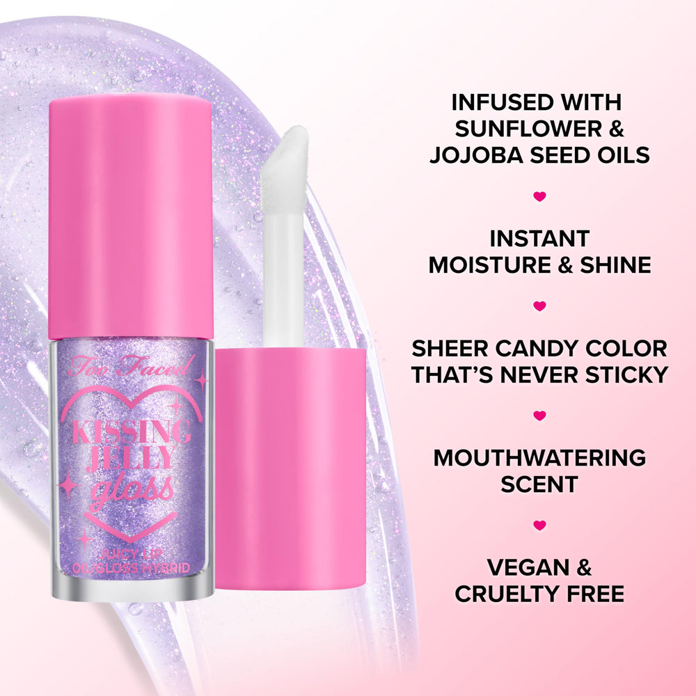 Too Faced Kissing Jelly Ornament delivers sheer candy color and shine.