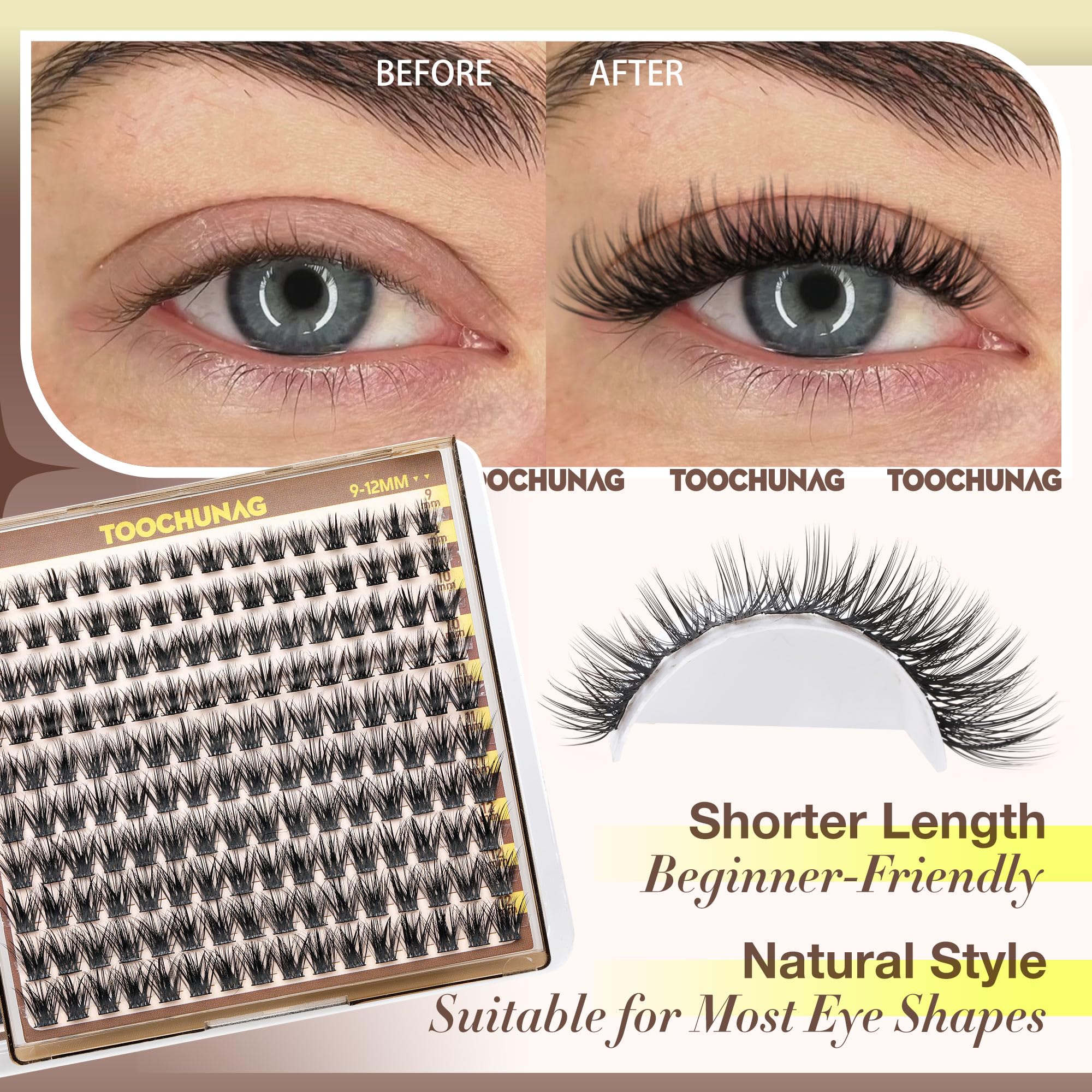 TOOCHUNAG 160pcs lash clusters bundle highlights reusable, affordable extensions.