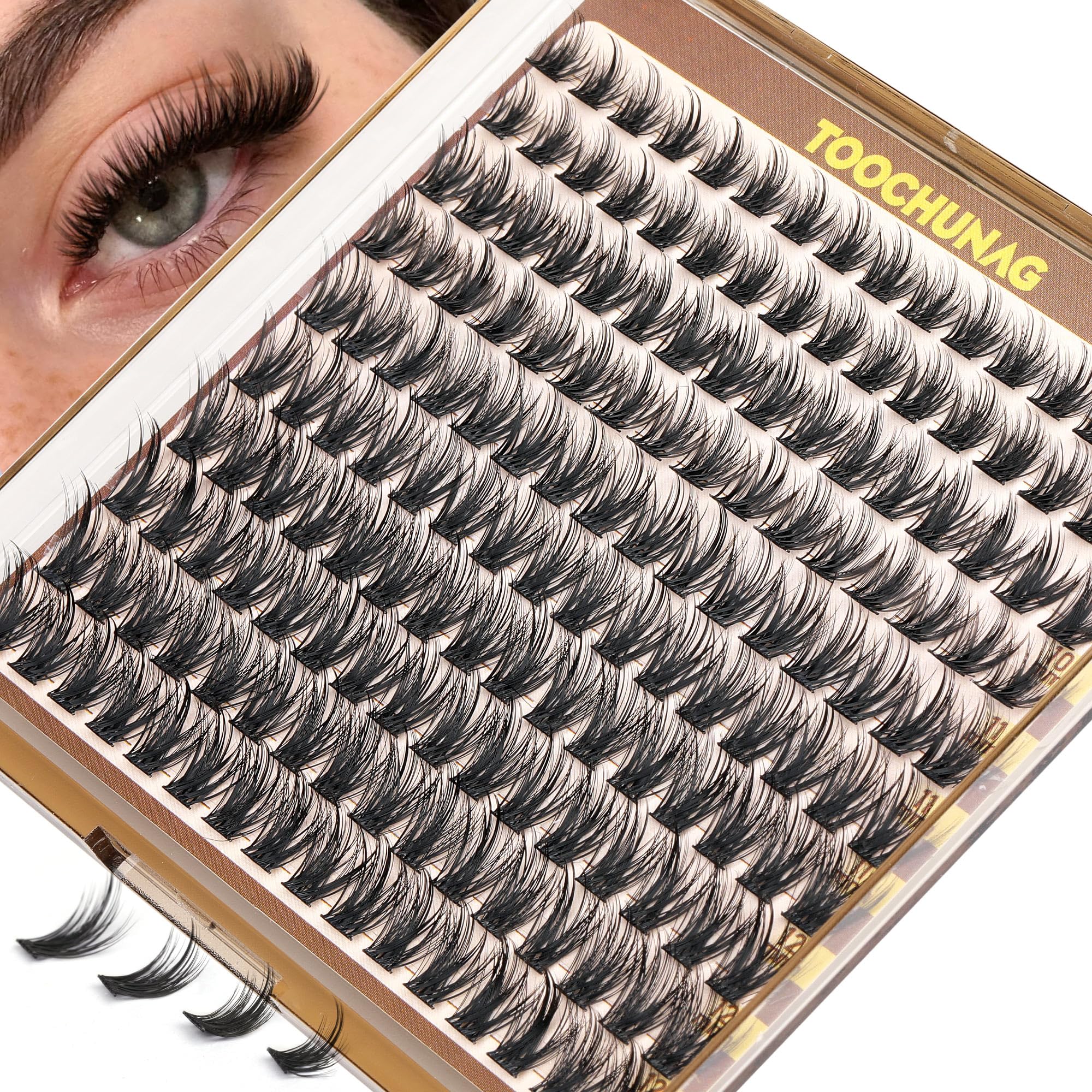 TOOCHUNAG short lash clusters 3D manga close-up for natural wispy volume.
