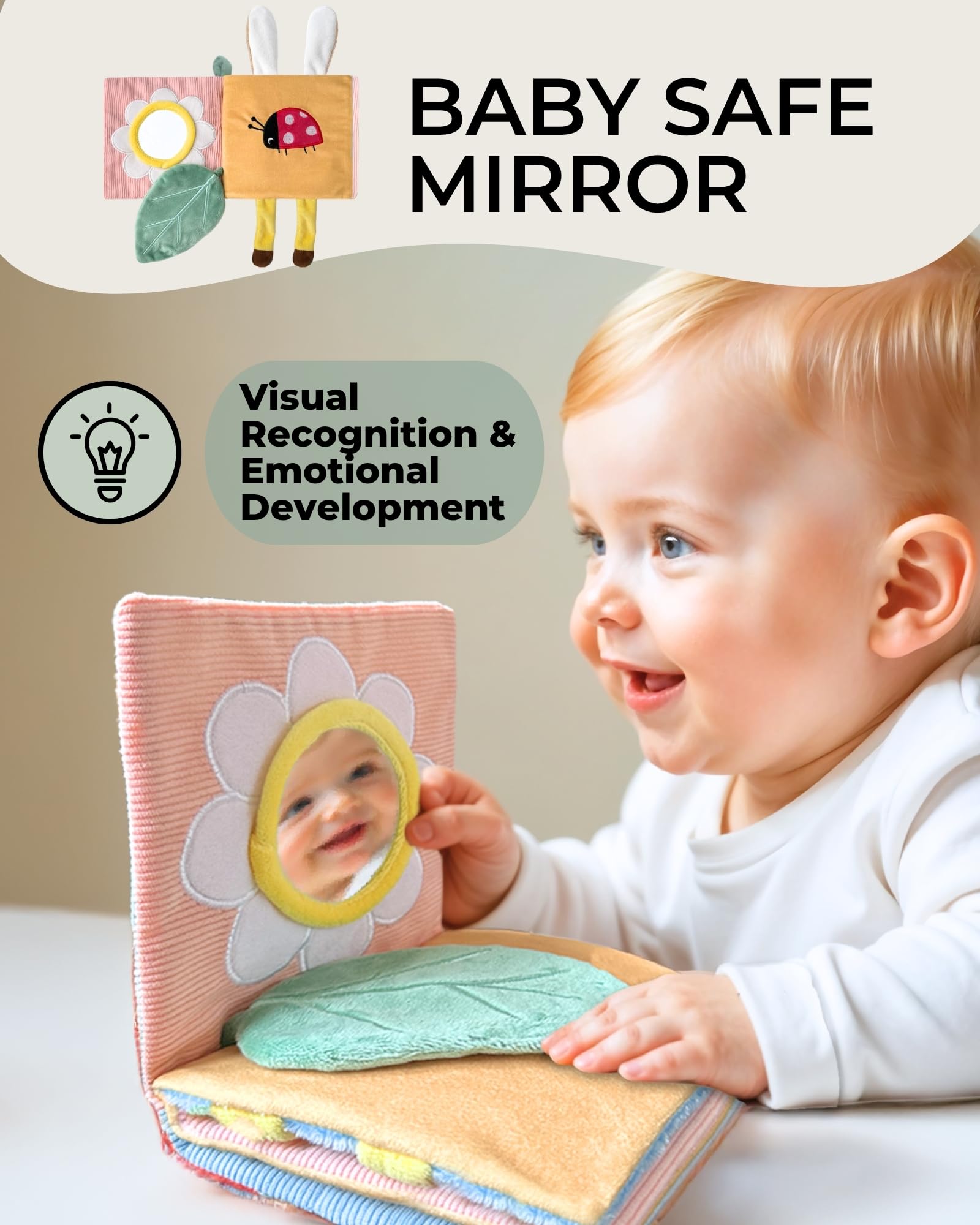 Toodly soft book with crinkle pages offering tactile play and audible cues