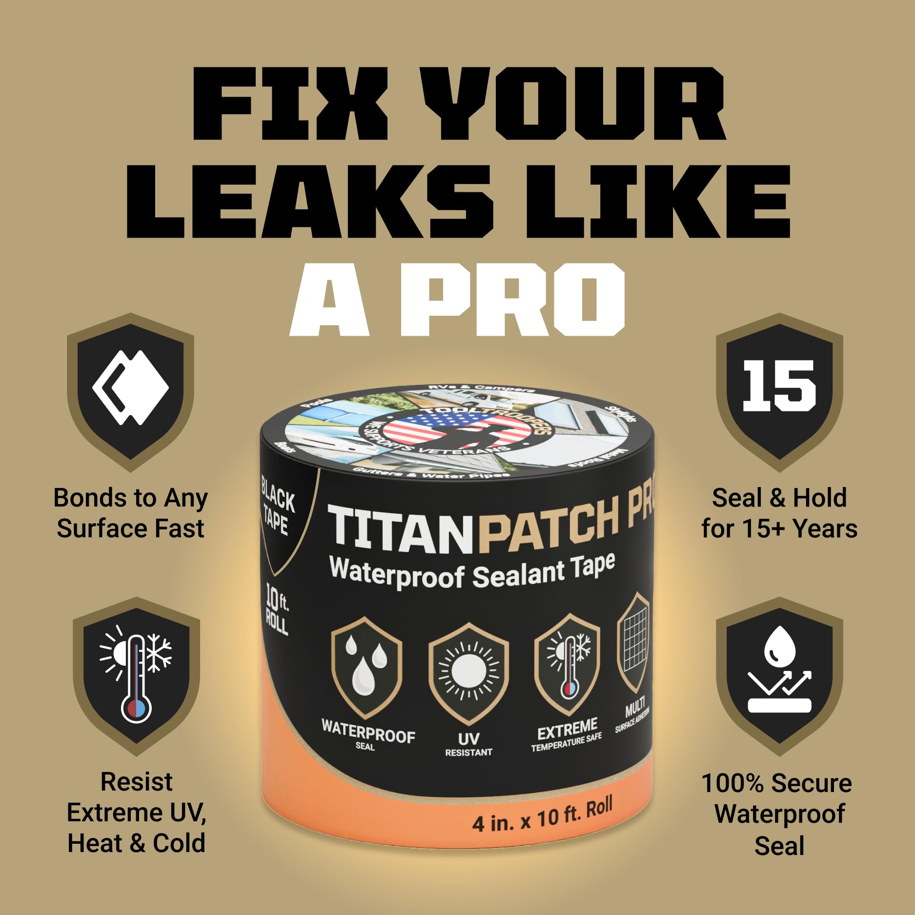 TOOLTROOPERS TITANPATCH PRO applied on an RV roof for a fast seal.