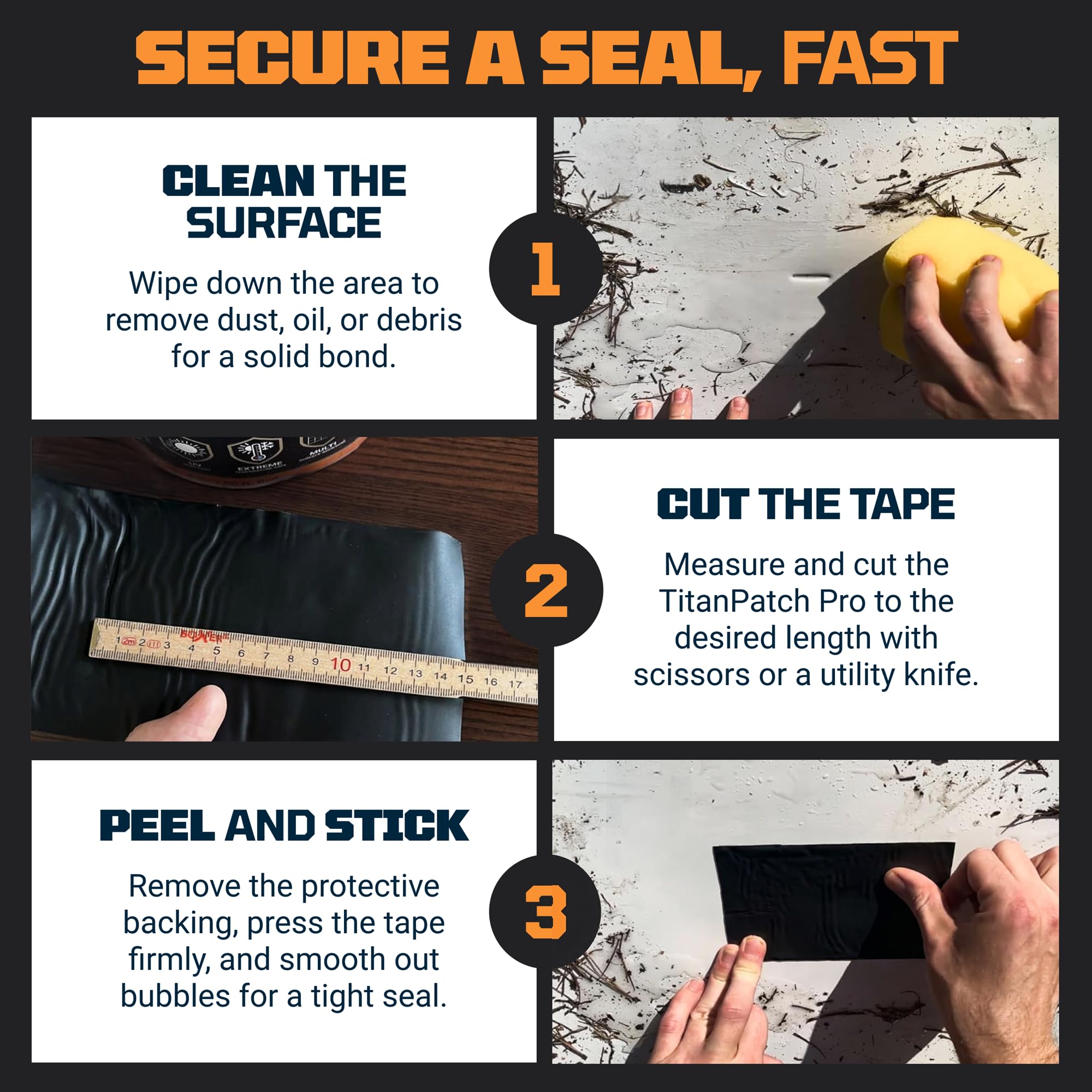 TOOLTROOPERS TITANPATCH PRO demonstrates adhesion to TPO and metal.
