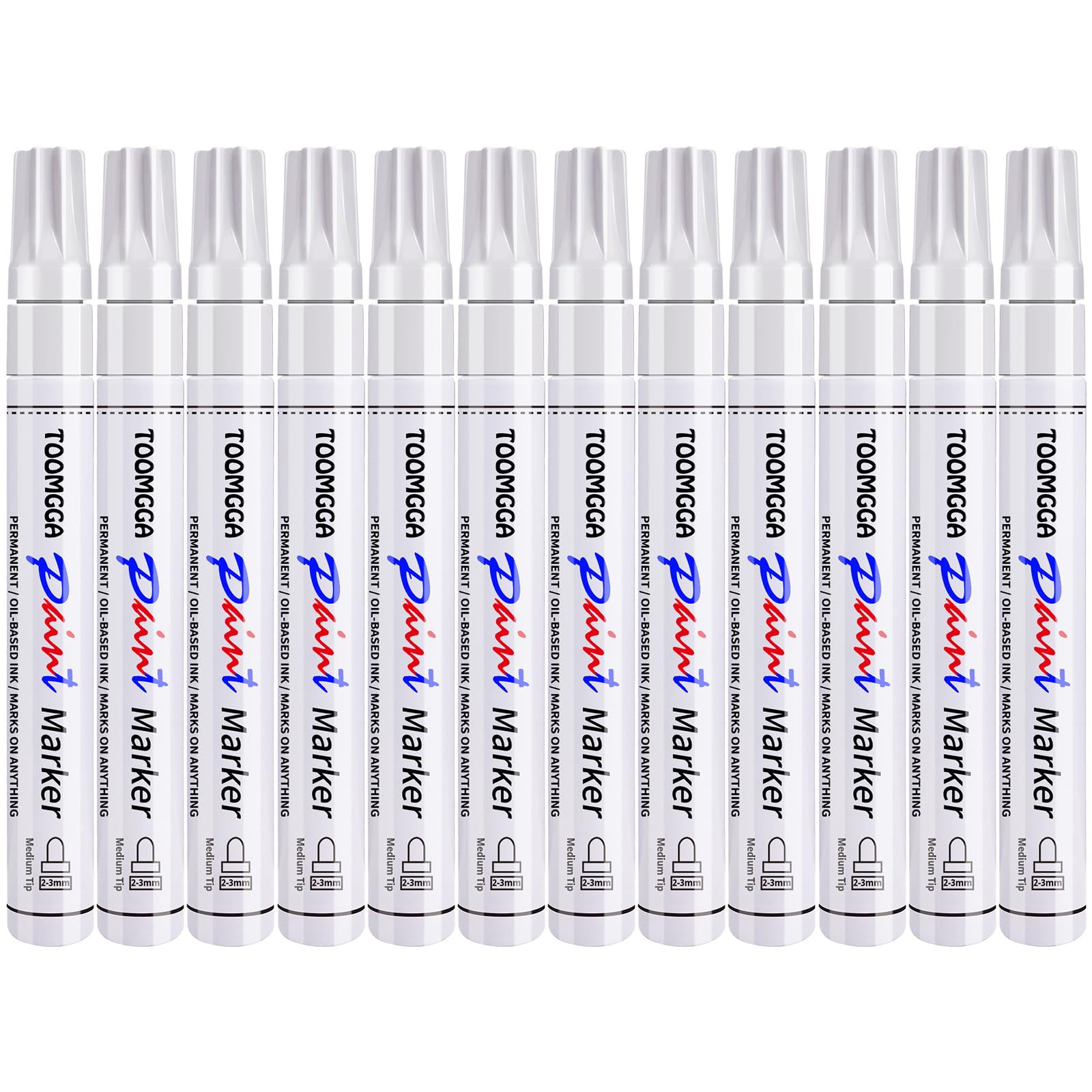 TOOMGGA white paint marker cap showing secure closure for easy storage.