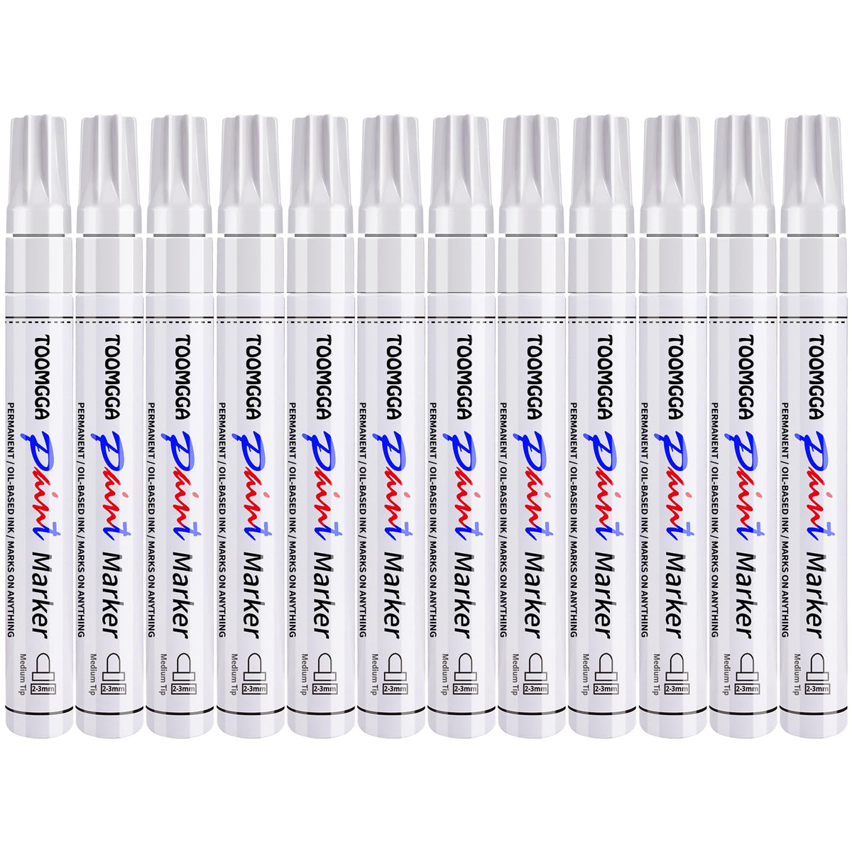 TOOMGGA white paint marker cap showing secure closure for easy storage.