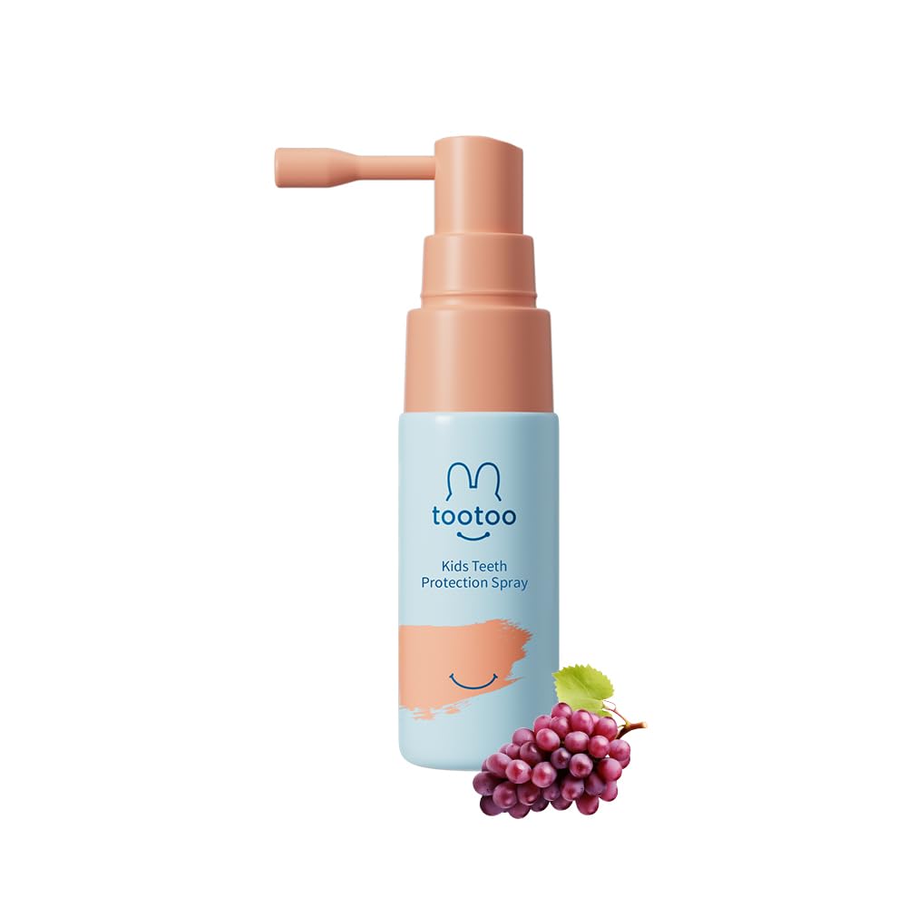 TooToo Kids Oral Spray grape bottle ready for daily use to support cavity defense.