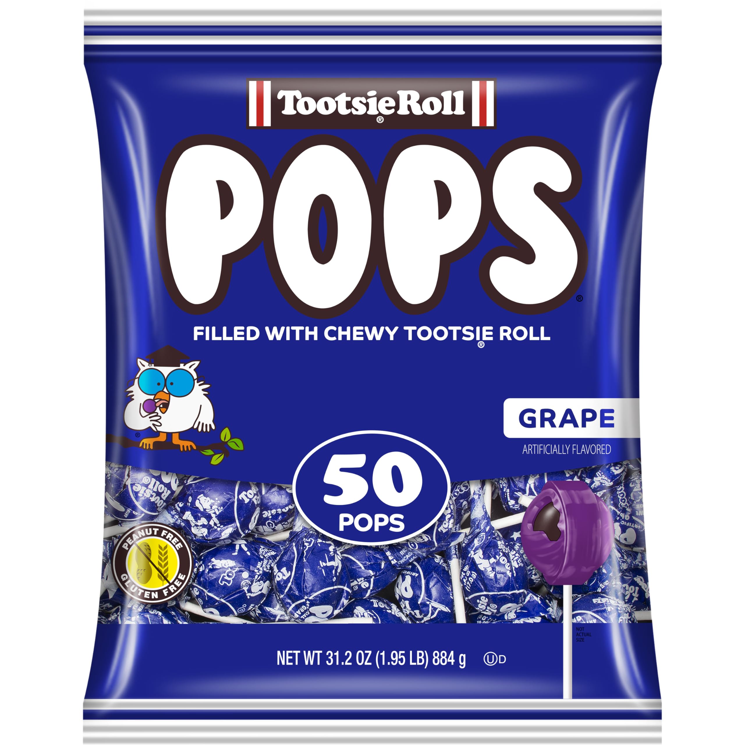 Tootsie Pops grape coating with a chocolatey center for a chewy indulgent bite.