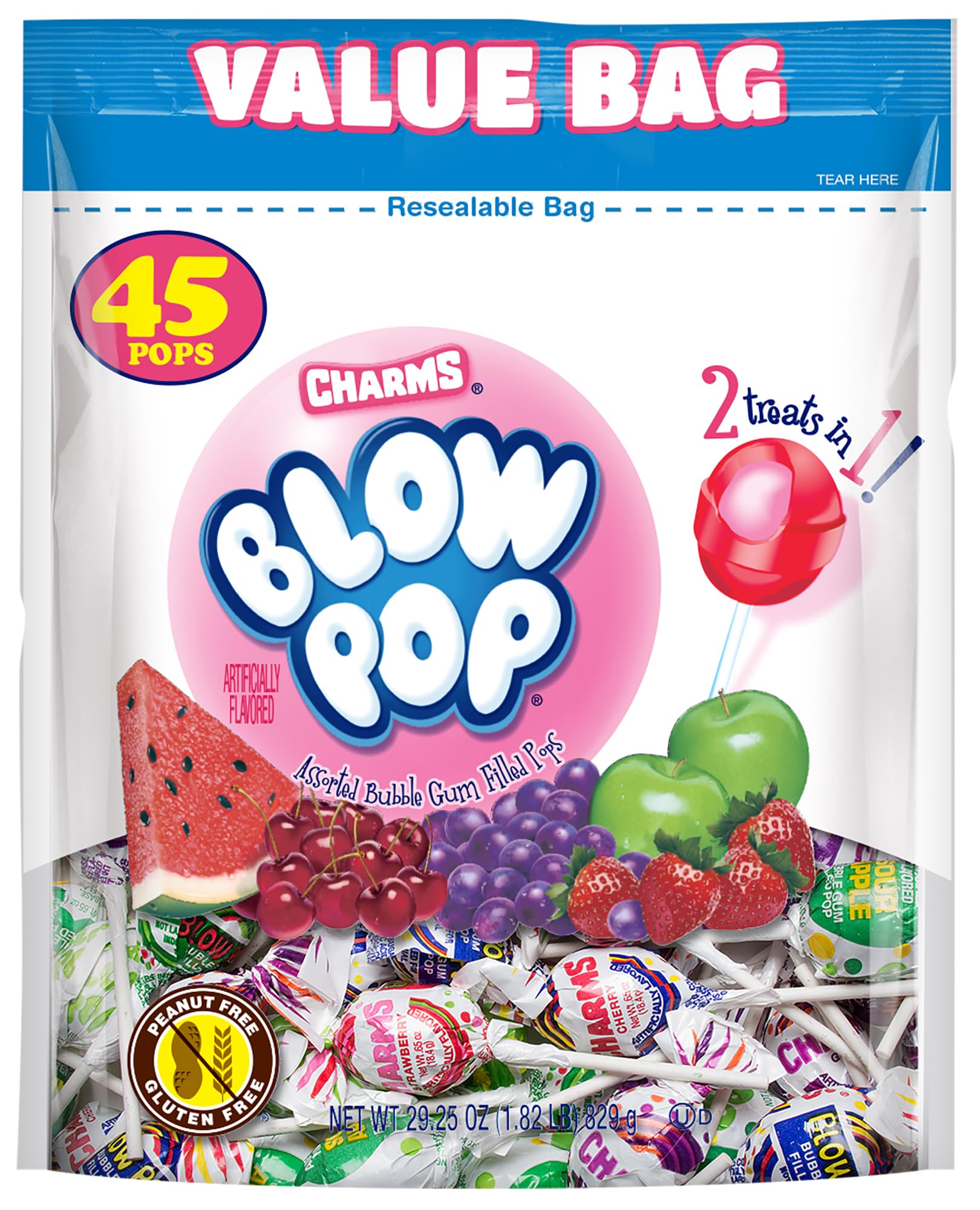 Tootsie Roll Charms Blow Pop box with assorted flavors for family snacking.
