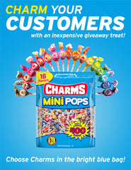 Charms Mini Pops Cherry flavor by Tootsie Roll, a bright, shareable treat for parties.