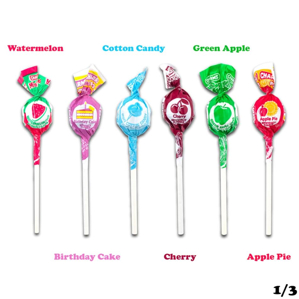 Charms Mini Pops Strawberry Lemonade flavor by Tootsie Roll, refreshing bite for summer gatherings.