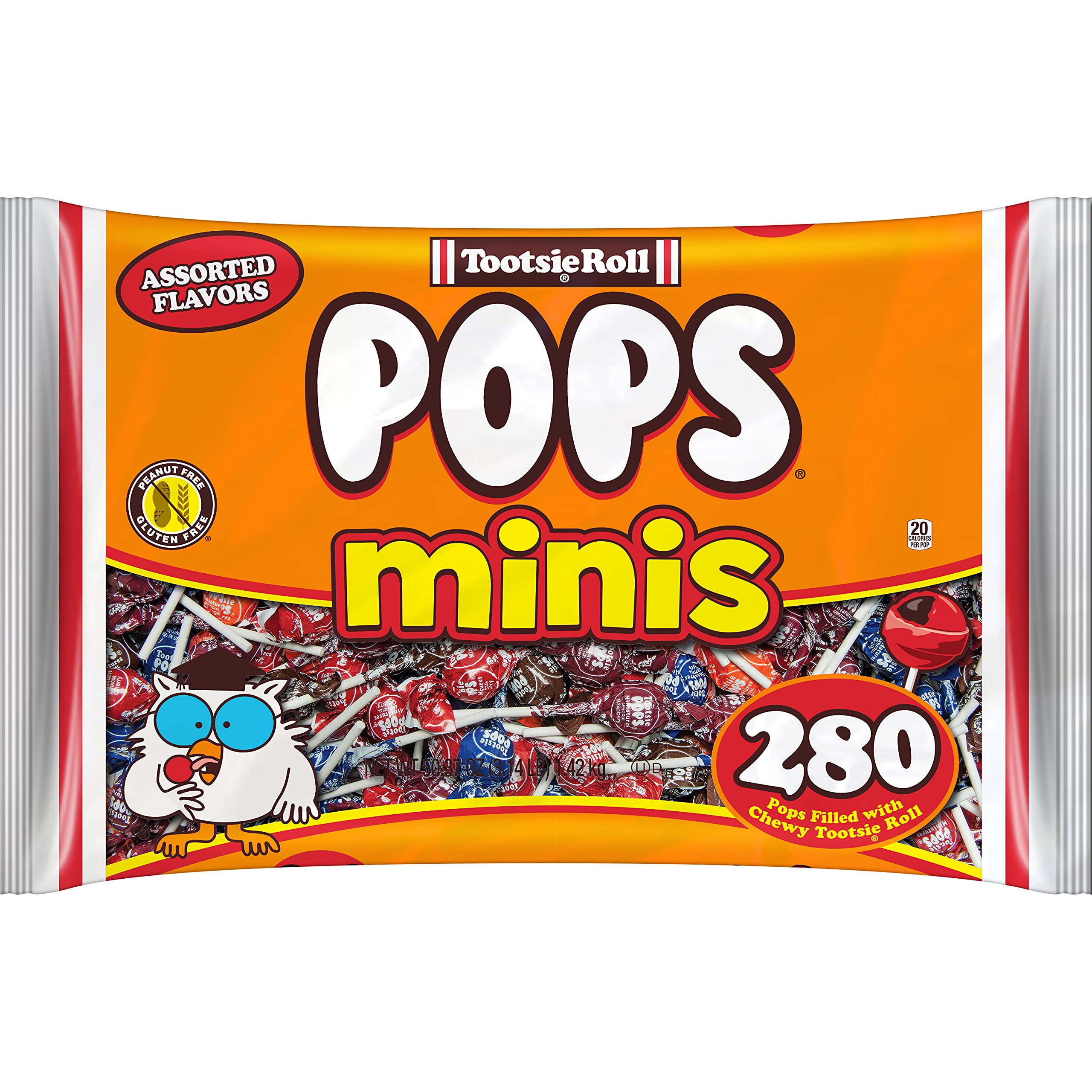 Tootsie Roll Pops front-pack display with five flavors for party favors