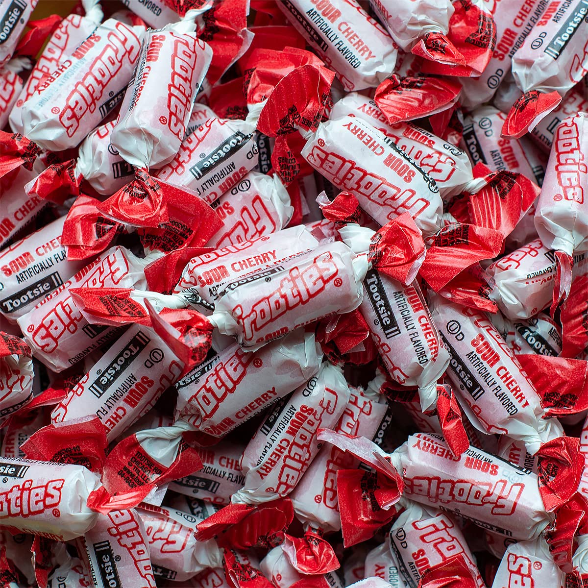 Close-up of Tootsie Roll Sour Frooties chewy texture.