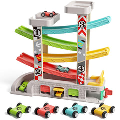 TOP BRIGHT car ramp toy with rooftop parking scene improves hand-eye coordination during play
