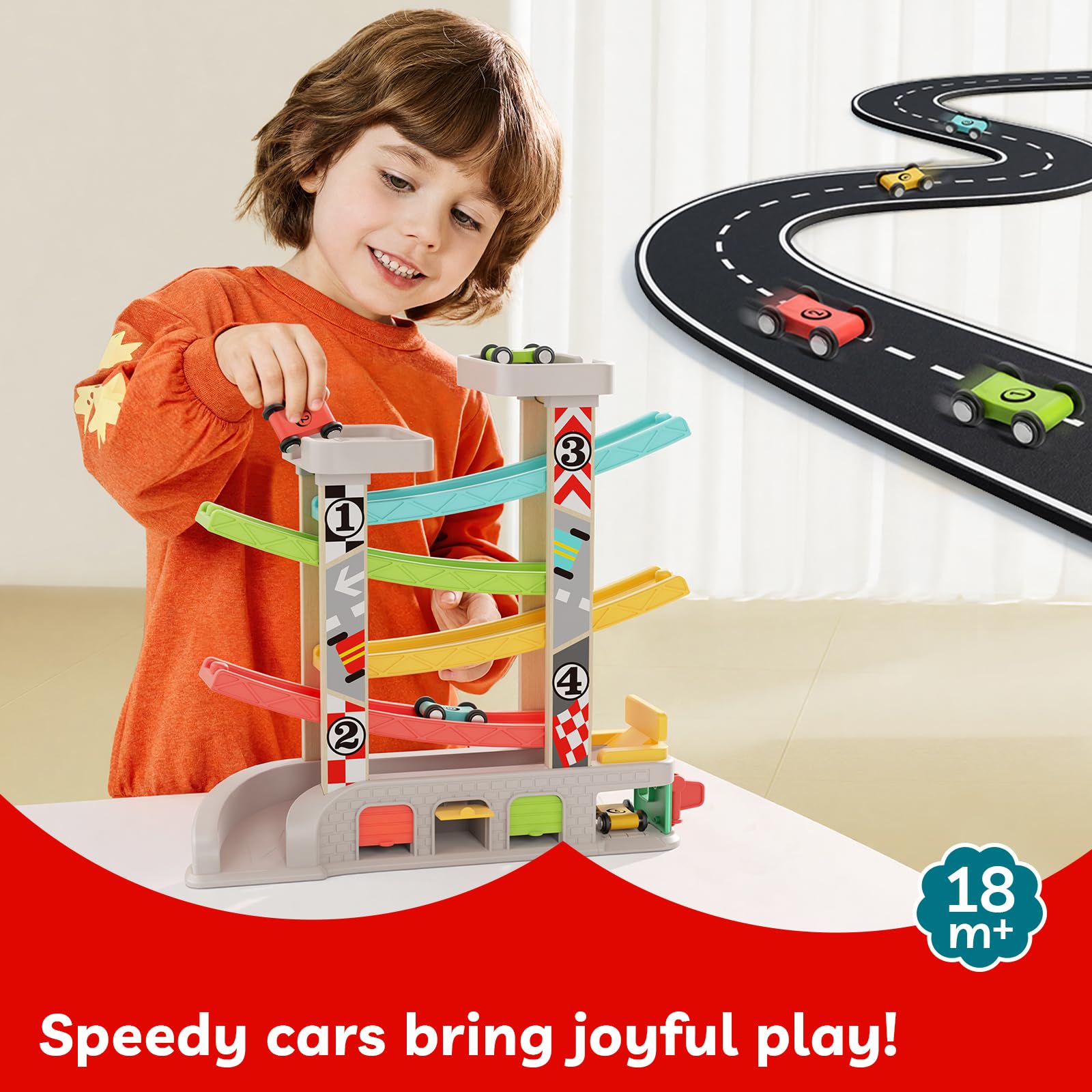 TOP BRIGHT race track cars four-pack in vibrant colors for imaginative racing fun