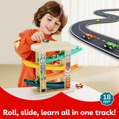 TOP BRIGHT wooden car ramps with multiple levels promote fine motor skills