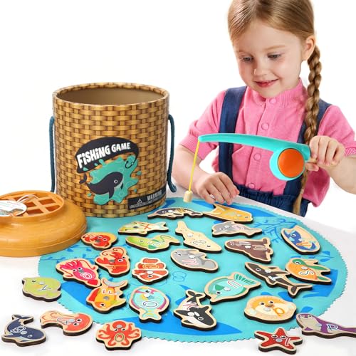 TOP BRIGHT wooden fish puzzles help kids recognize numbers and letters.