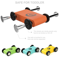 Top Bright Wooden Ramp Racer with four cars supports hand-eye coordination and sharing.