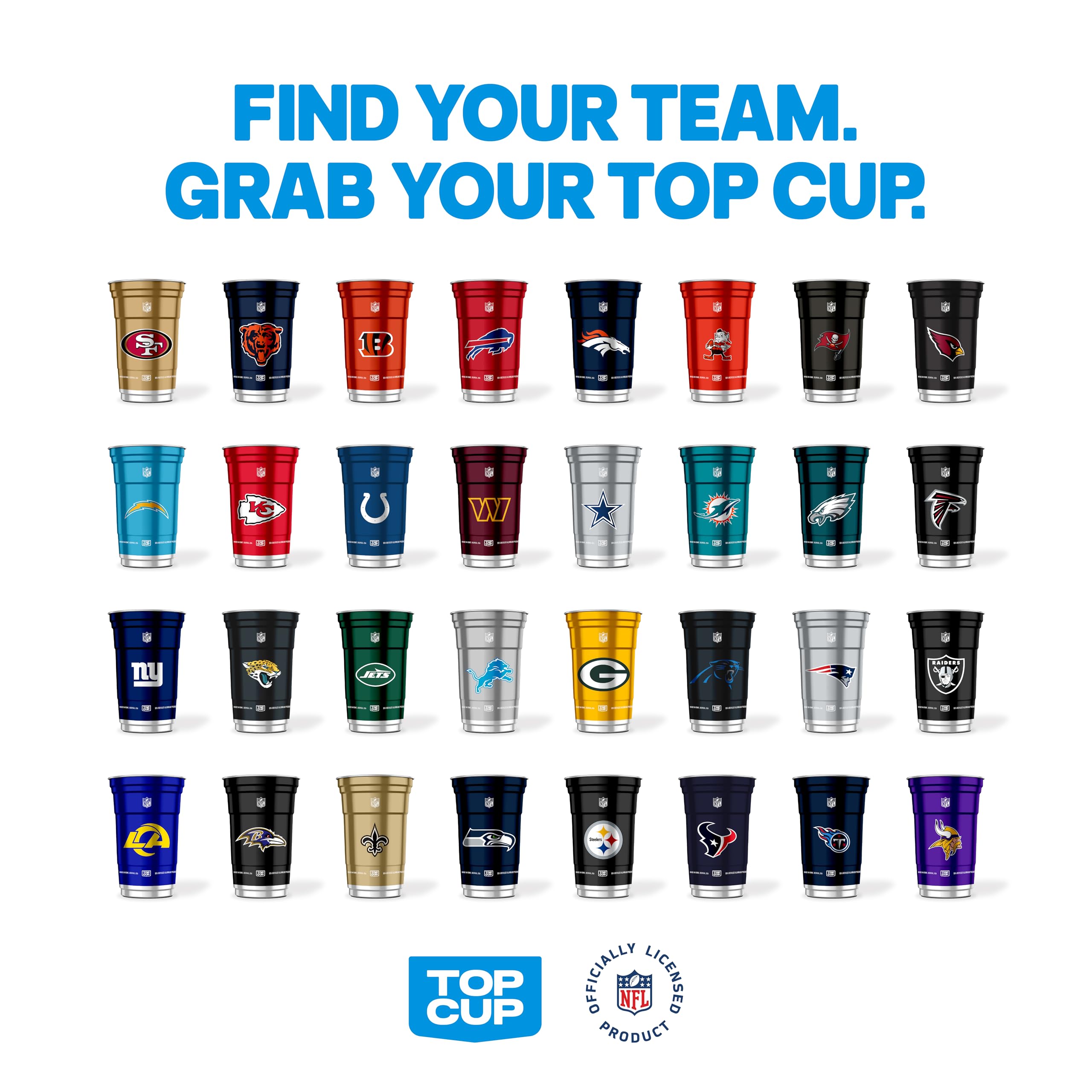Top Cup Chicago Bears 20oz aluminum cup, great for gifts and party favors.