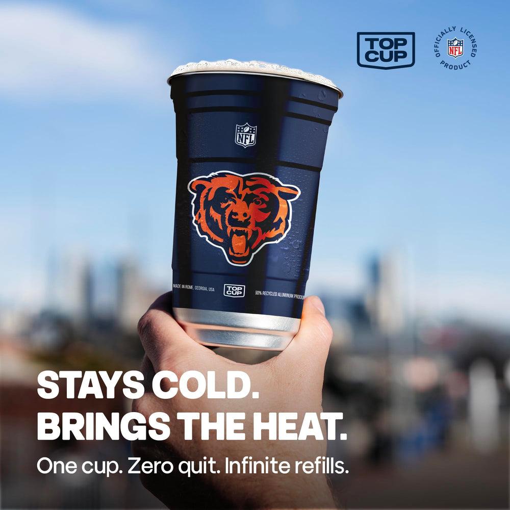 Top Cup Chicago Bears 20oz aluminum cup, official license boosts fan pride.