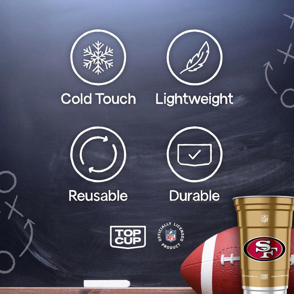 Top Cup NFL 49ers 20oz cup – dishwasher-safe feature for quick cleanup.