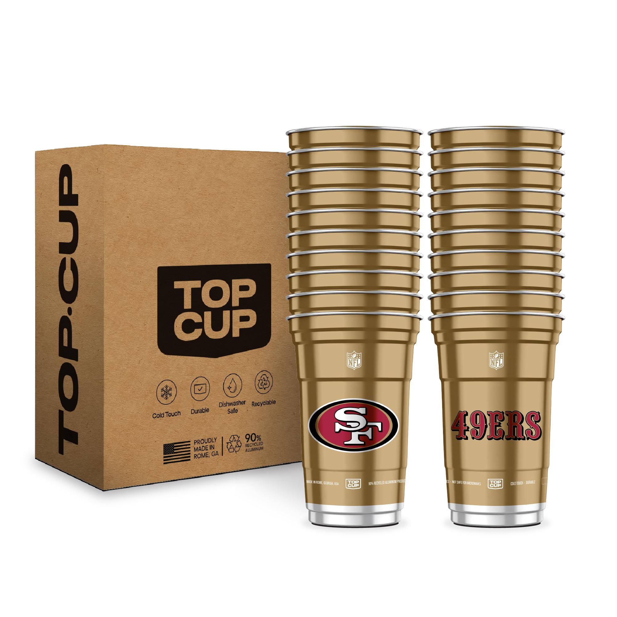 Top Cup NFL 49ers 20oz cup – hero view highlights official design for game-day celebrations.