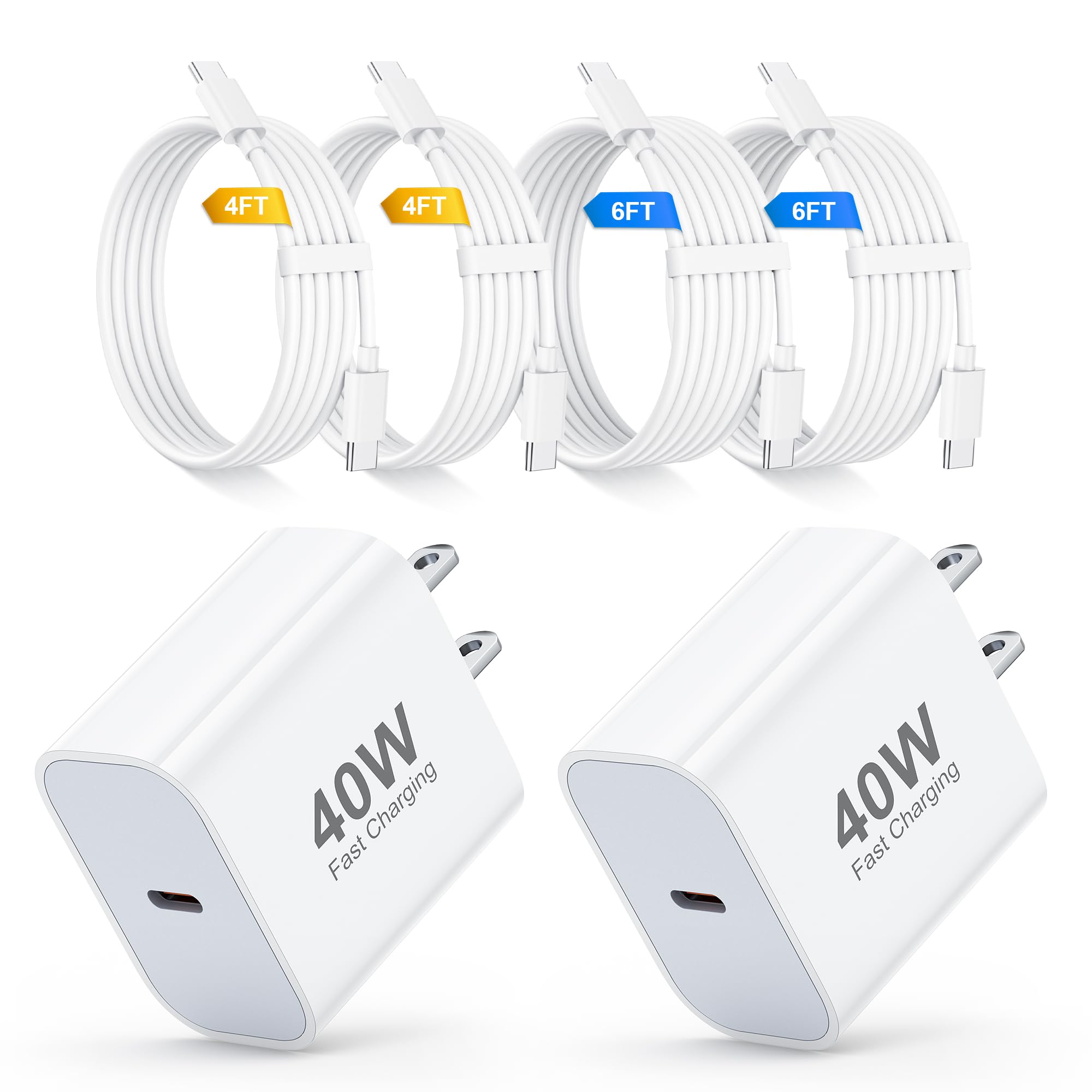 Topabol 40W USB C charger block with 6ft cable powering iPhone quickly.