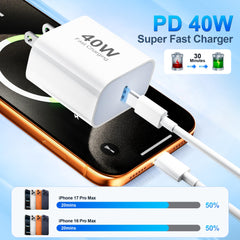 Topabol USB C charging cable, 6ft length, flexible reach for couch-side charging.